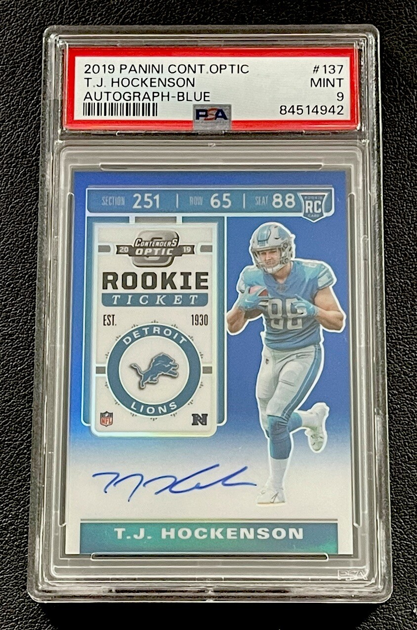 TJ Hockenson Panini Contenders Optic #137 Autograph Blue