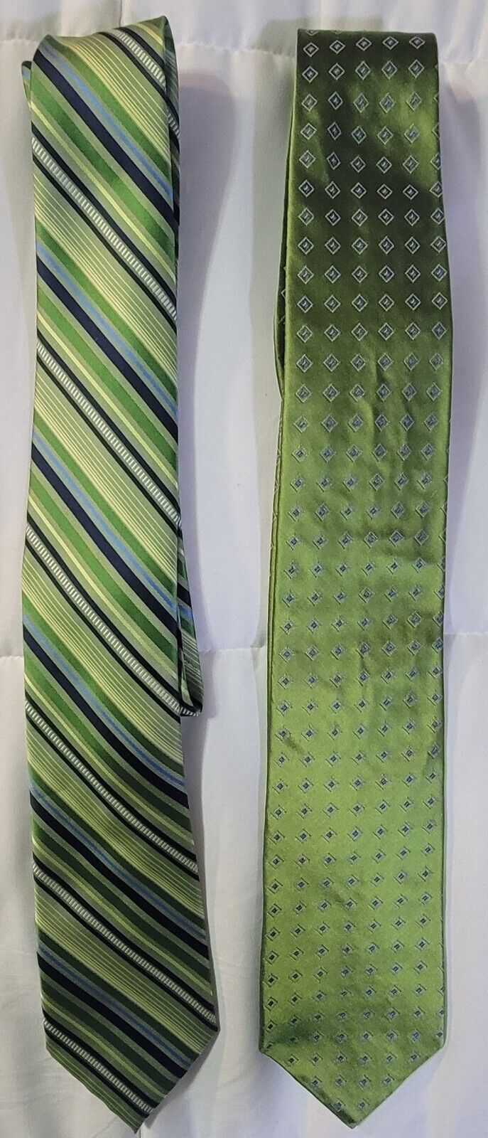 Lot of 2 Men's Silk Neckties Ties HAGGER AND DKNY green 60in