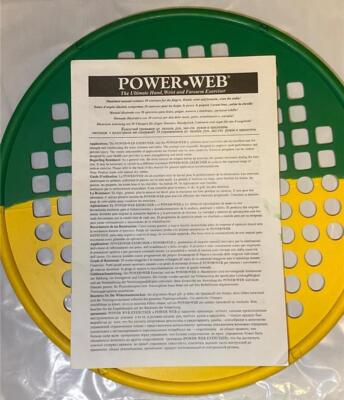 Power Web Finger Hand Wrist Forearm Exerciser Yellow Green Light & Heavy