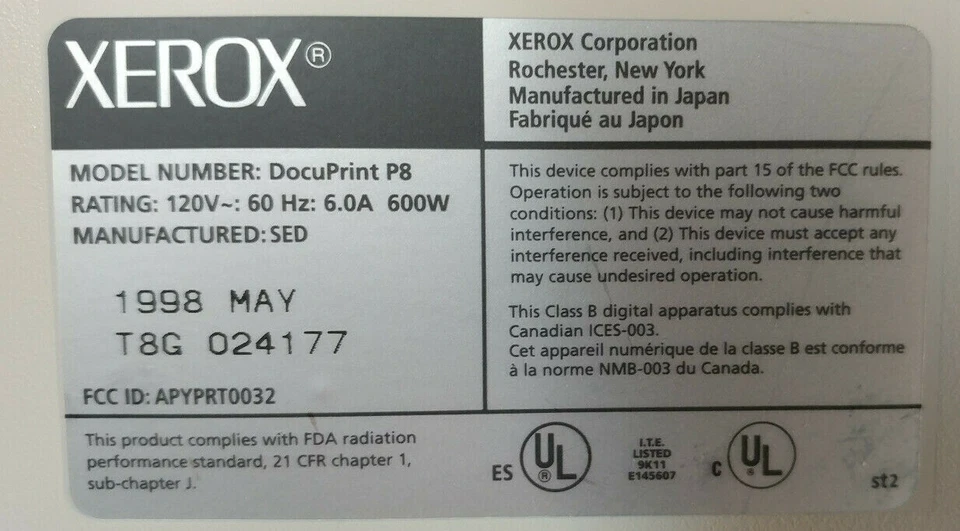 Xerox DocuPrint P8 Laser Printer W-Cables/ Manuals/ 3.5" Disks - NOTE XP OS ONLY - Image 4 of 4