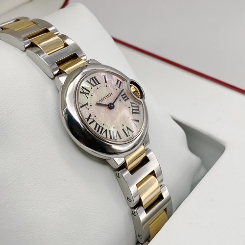 Cartier Ballon Bleu 18K Acier or Rose Cadran Mop Montre Quartz Femme W6920034 - Photo 3 sur 7