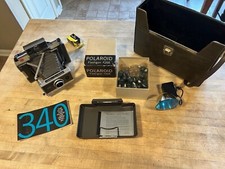 Polaroid Automatic Land Camera Model 340 w/Flash 268 / Bulbs/ Case/ Manual