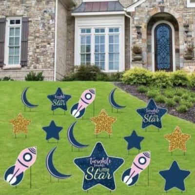 Pink Twinkle Twinkle Little Star Yard Decorations 16 piece set | eBay