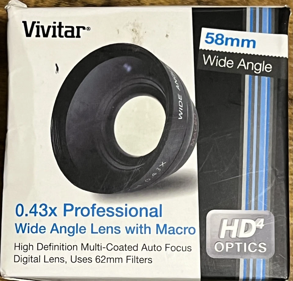 Lente Vivitar .43x grande angular .58mm - VIV-58W - Inclui bolsa de transporte e tampas - Imagem 2 de 4
