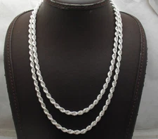 36" Diamond Cut Twisted Rope Chain Necklace Real 925 Sterling Silver 
