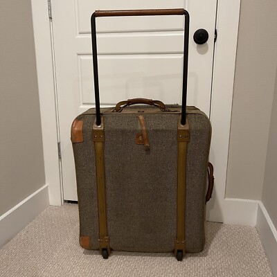 Vintage Hartmann Tweed & Leather Expandable Rolling Wheeled