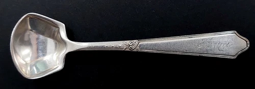 Rogers, Lunt, Bowlen Sterling Silver mustard ladle! 3 3/4", 9.3gr! Engraved Iowa