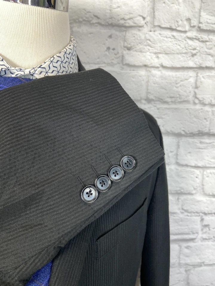 Abrigo Blazer Chaqueta Deportivo Clásico Calvin Klein Negro Rayas Para Hombre Mezcla de Lana 42S Foto 4 de 4