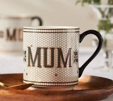 NEW ANTHROPOLOGIE BISTRO TILE “MUM” MUG CUP LATTE TEA COFFEE MOSAIC FRENCH GIFTS