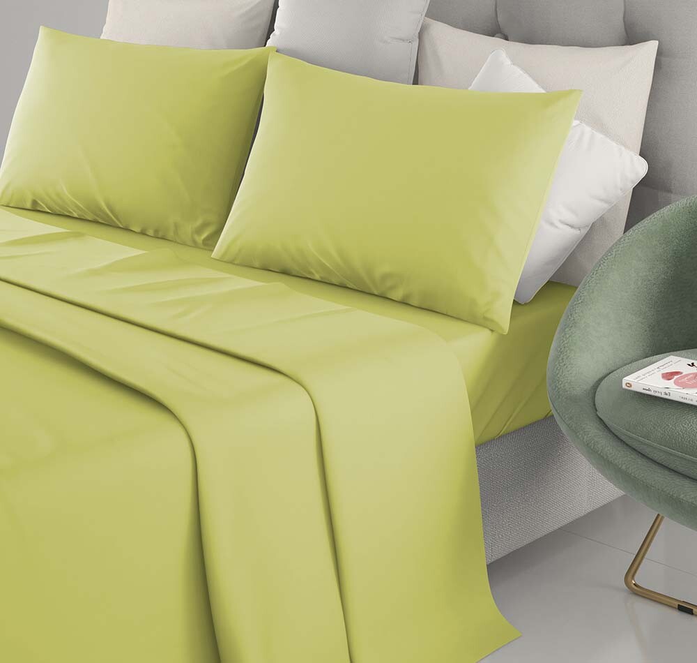 Set Lenzuola Piazza E Mezza In Puro Cotone - Tinta Unita, Vari Colori - Foto 2