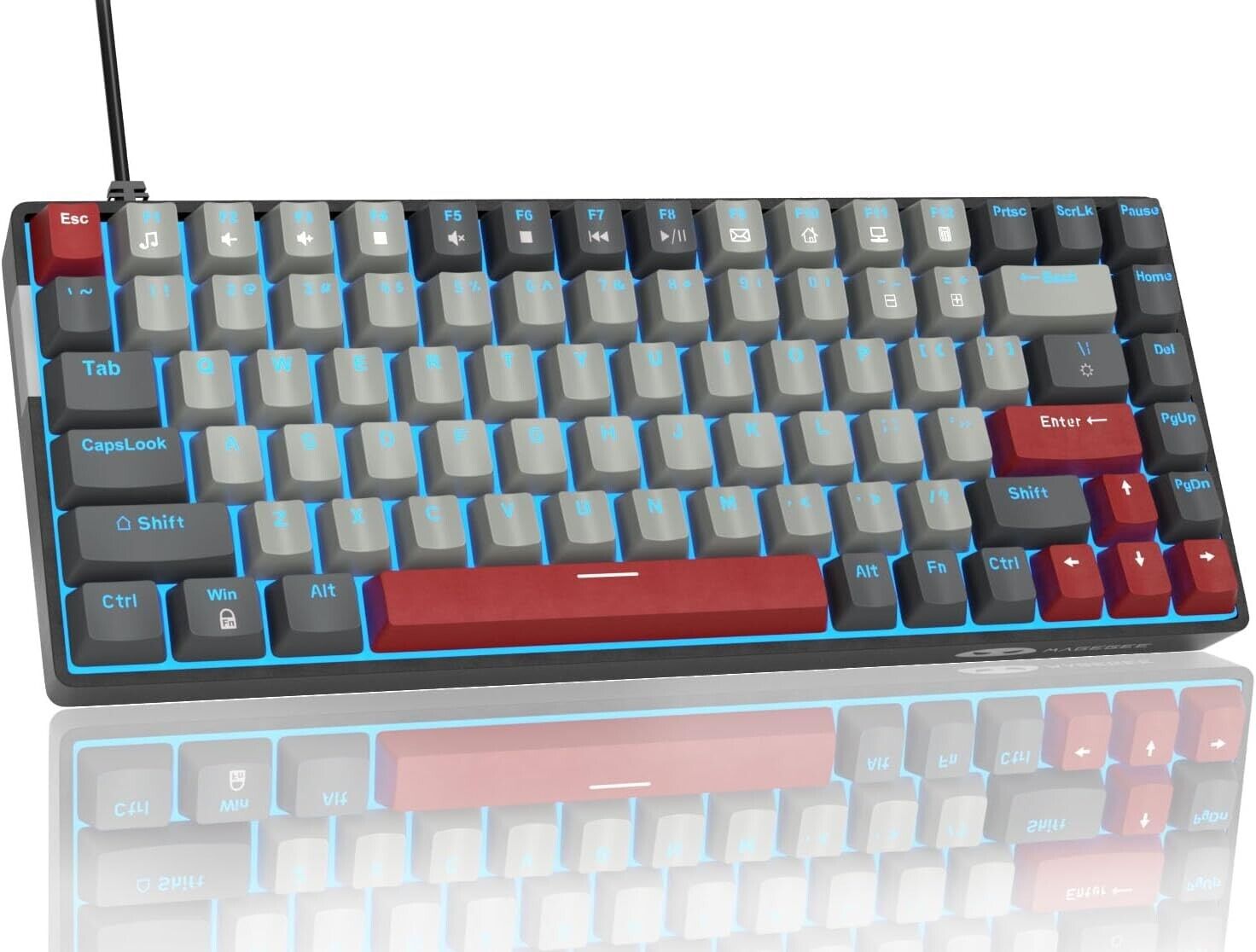 MageGee Portable 60% Mechanical Gaming Keyboard, MK-Box LED Backlit Compact 68 K