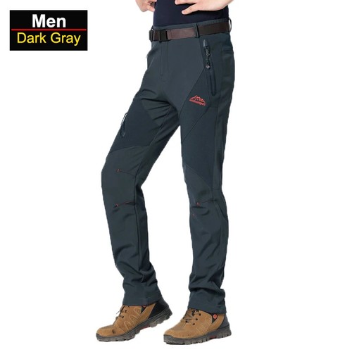 Fleece Waterproof Hiking Pants Men Autumn Winter Women Softshell FleeceTrousers - Picture 14 of 17