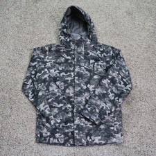 Columbia Jacket Boys 10/12 Gray Camo Interchange Hooded Insulated Ski Snow Youth