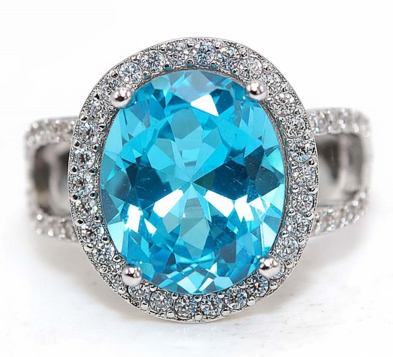 6CT Heat Treated Blue Topaz 925 Sterling Silver Ring Jewelry Sz 7 PC13-7