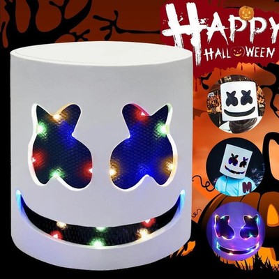 Marshmallow LED DJ Maske Vollkopf Helm Halloween Cosplay Masken Cosplay Party