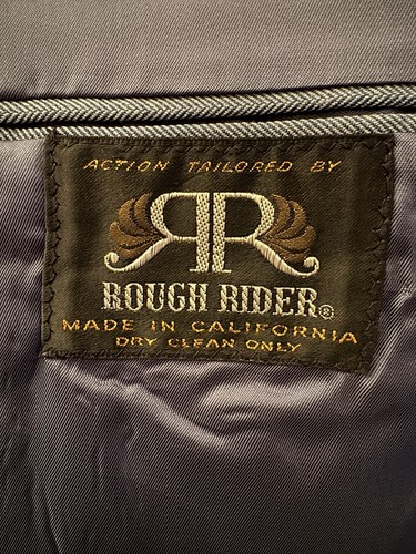 Rough Rider 44R 35W, 70s Three Piece Suit, Union Made, Blue Herringbone Weave - Picture 6 of 17
