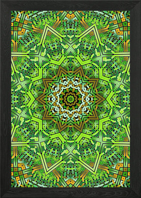 Grünes keltisches Kaleidoskop gerahmtes Wandbild Poster Leinwanddruck Bild