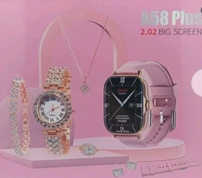 SALE **The A58 Plus Bundle: Smart Watch, Bracelet, Earrings, Necklace, 2 Bands 