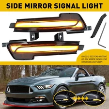 SMOKED Amber LED Sequential Side Mirror Signal Lights For 2015-2022 Ford Mustang