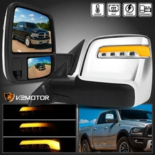 2023 Style Fits 2009-2018 Ram Chrome Power Heated Tow Mirrors Sequential Signal