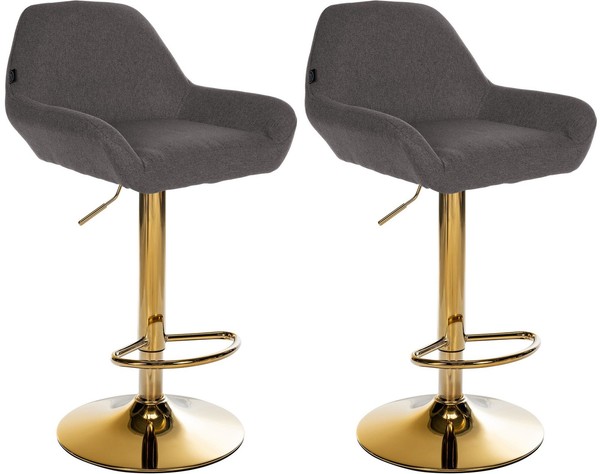 2Er Set Barhocker Braga Gold Stoff Dunkelgrau-image