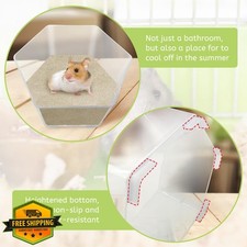 Hamiledyi Hamster Sand Bath Box, Flower Acrylic Tub w/ Ladder and Scoop