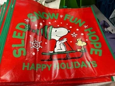 Peanuts Snoopy Reusable XL Tote bag Holiday Design, NEW