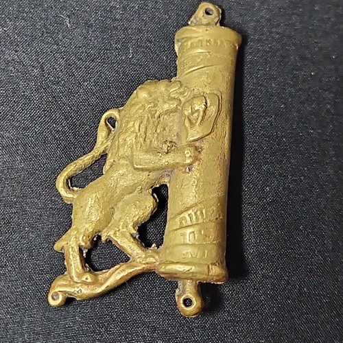 VTG Lion Of Judah Mezuzah in Bronze/Brass Case Signed Made In Israel