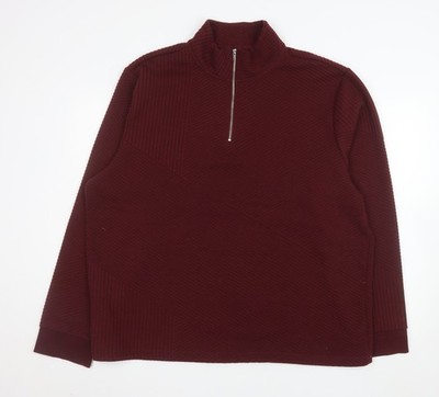 Matalan Herren rot 1/4 Reißverschluss Stehkragen Pullover Sweatshirt 2XL