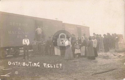 Railroad Distributing Relief, Metz MI Michigan 1909 RPPC Photo Postcard COPY