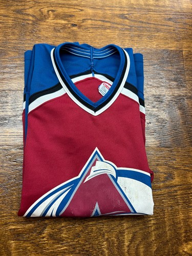 Maglia hockey vintage anni 90 00 Colorado Avalanche CCM NHL taglia L 22 x 30 con stampa DIFETTI - Foto 3 di 12