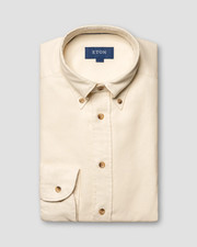 Eton Shirt Beige Flannel Button-down Oxford 46 18 Slim Fit 2XL XXL