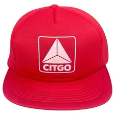 Vintage 80's Citgo Gas Stations Adjustable Snapback Hat Rope Trucker Cap Red