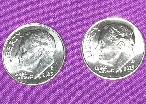 2023 P&D Roosevelt Dime (2), IN STOCK NOW - BU, from Bank Rolls, Nice Coins, Unc