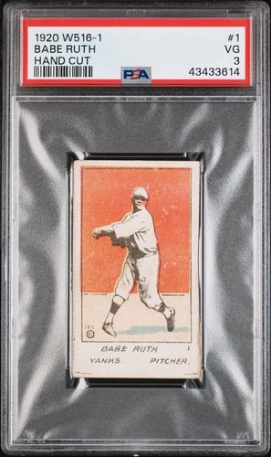 1920 Babe Ruth PSA 3 W516-1 #1 Hand Cut Pop 2 Only 8 Higher READ RARE CENTERED