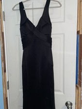 Windsor Maxi Dress V-Neck Sleeveless Lined Zip Black Solid Formal M