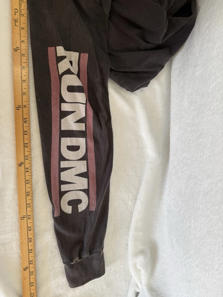 Рубашка с длинным рукавом мужская хип-хоп рэп Run DMC размер XL круглый вырез серая - Изображение 3 из 4