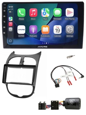 Alpine MP3 Lenkrad Bluetooth 9 Zoll USB Autoradio für Peugeot 206 2001-2010 - Bild 1 von 4