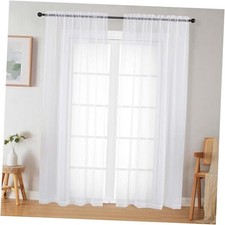 Sheer Curtains 84 Inches Long 2 Panels Set for 42"W x 84"L Pack of 2 White