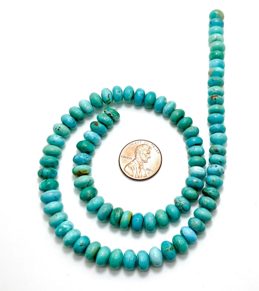 Genuine Natural Blue Arizona AAA Turquoise Rondelle Gemstone Beads PGS156 - Image 4 of 4