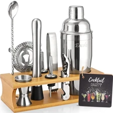 Bartender Kit Cocktail Shaker Set with Stand Bar Tool Bar Set for Drink Mixin...