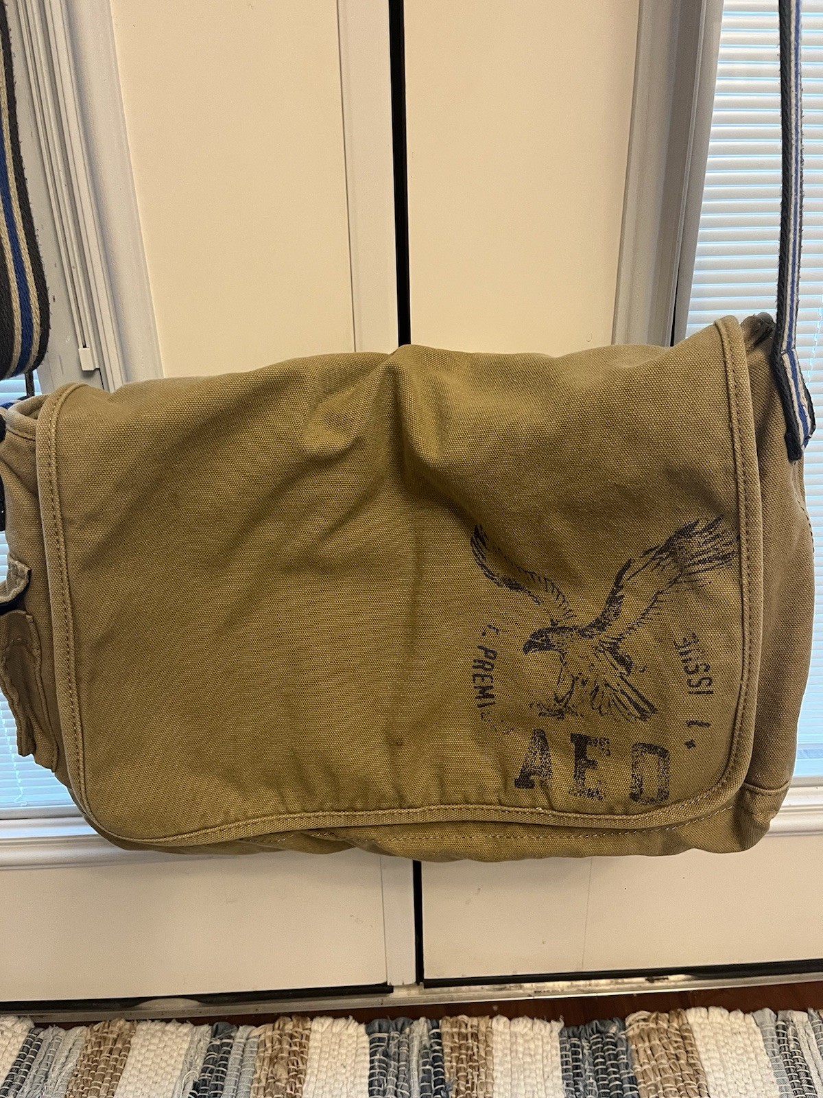 Vintage Abercrombie and Fitch Tan Canvas Messenger Bag 18x13”