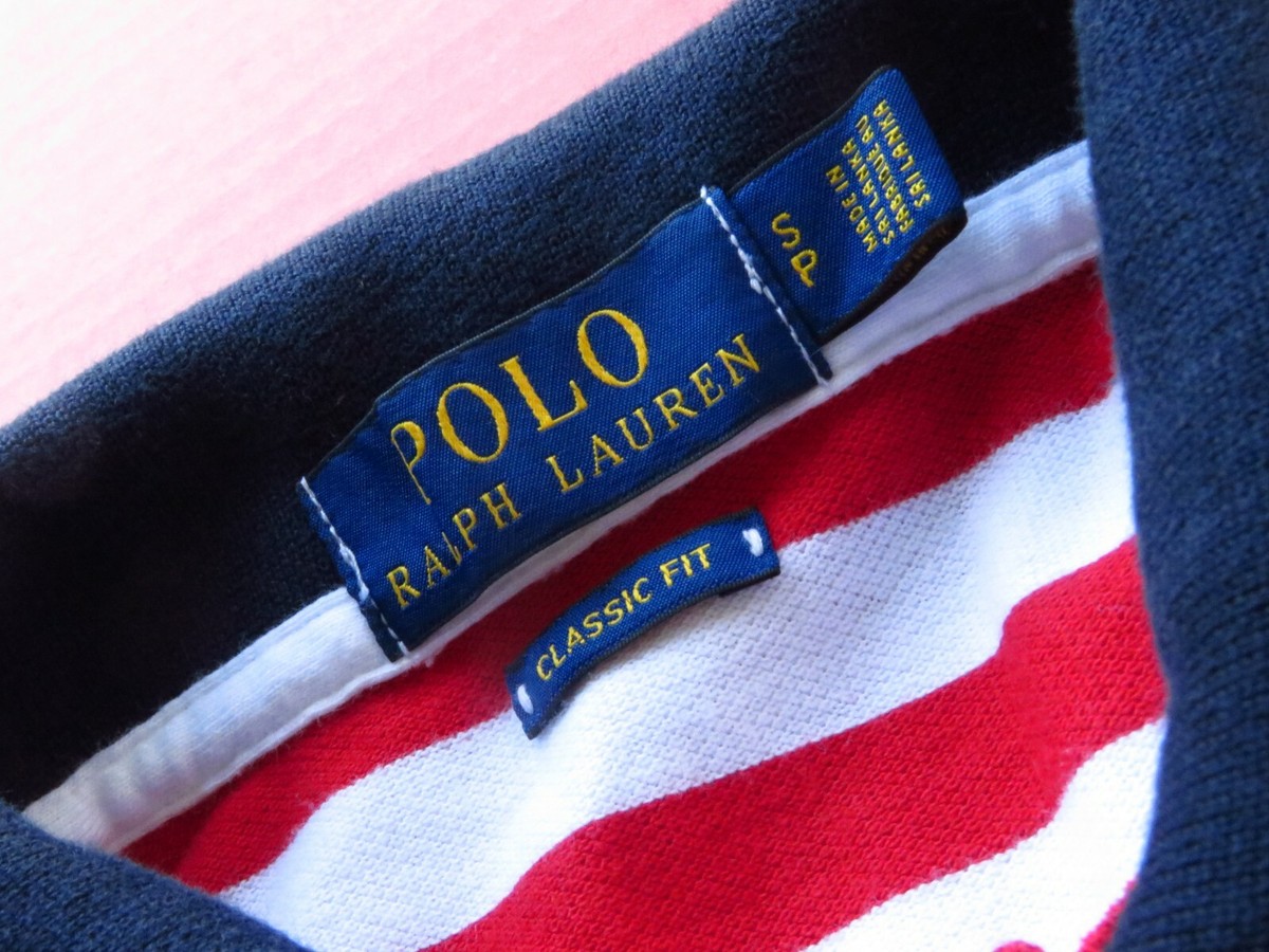 Men's Polo Ralph Lauren Big Pony USA Flag Striped Polo Shirt sz S