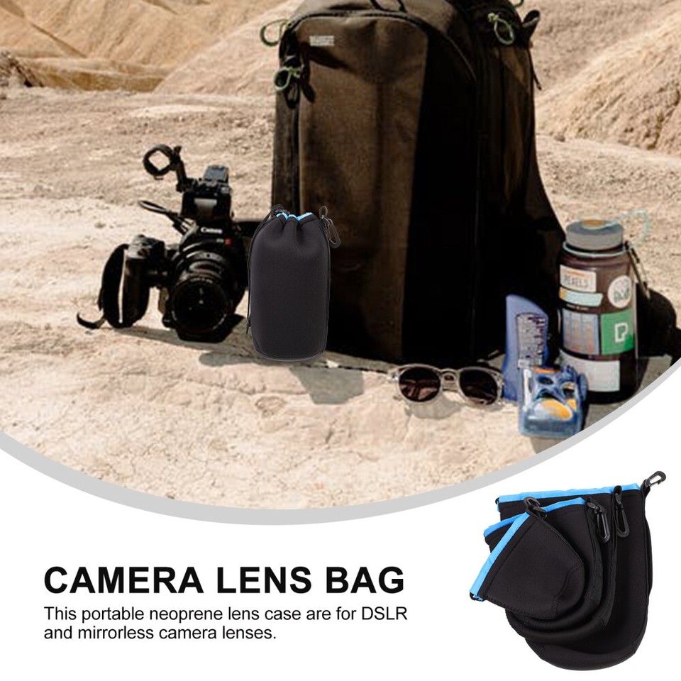 4 Pcs Camera Lens Bag Small Neoprene Pouch Belt Caps eBay