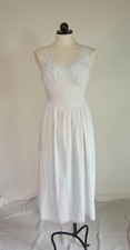 ROGERS vintage 50s pale powder blue NIGHTGOWN chiffon ruching lace 32 NWT