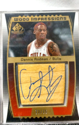 2004 Sp game used edition Dennis Rodman wood impressions trading 