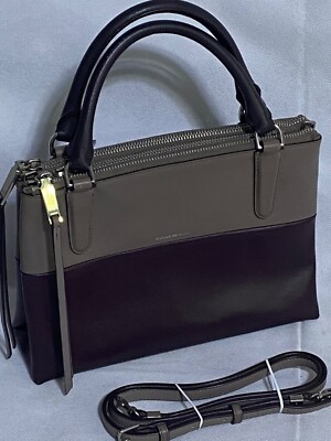 Coach Mini Borough Bag, Triple Zippered Sectional, Leather Crossbody ...
