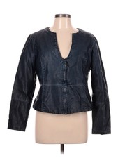 Tribal Jeans Women Blue Faux Leather Jacket L