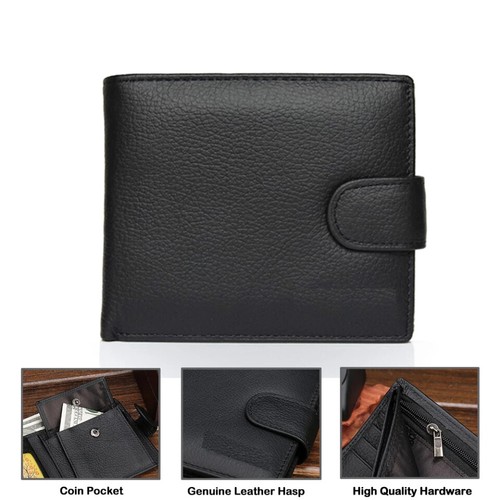 Mens RFID Blocking Genuine Leather wallet , Men Wallet with Snap Button - Picture 10 of 12