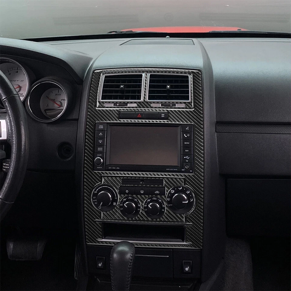 Capa painel painel console médio carro fibra de carbono vinil 3X para Dodge Charger - Imagem 4 de 4